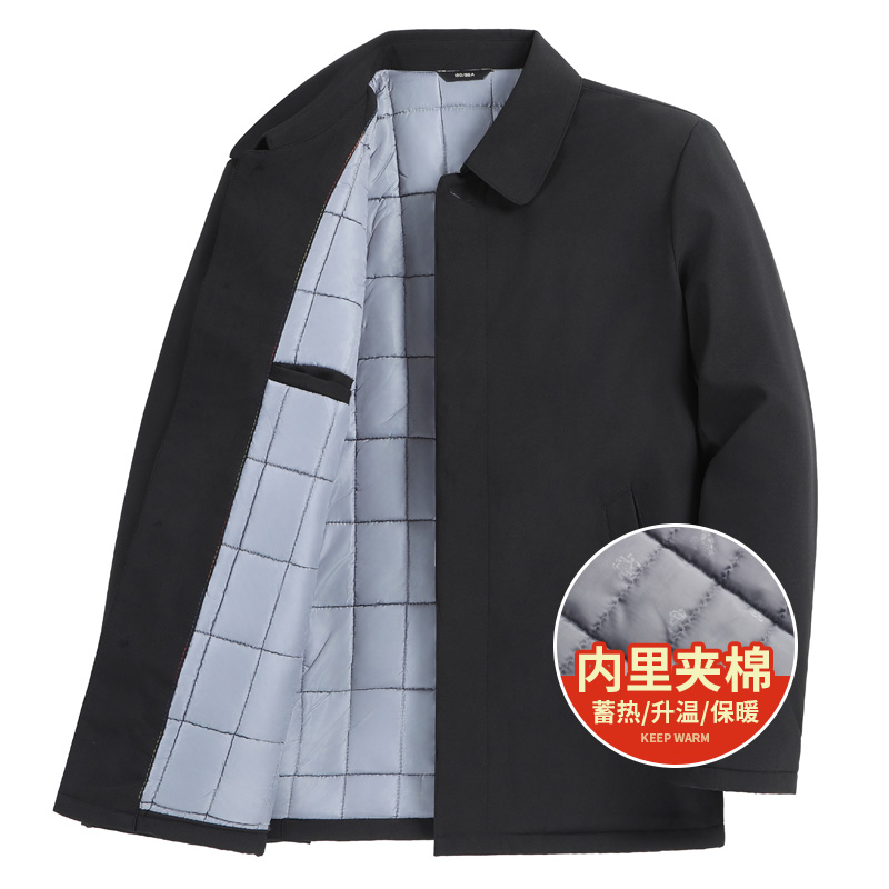 冬季翻领纽扣款外套加棉加厚棉服