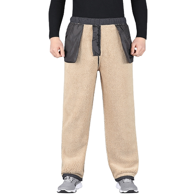 爷爷裤子加绒加厚外穿棉裤高腰