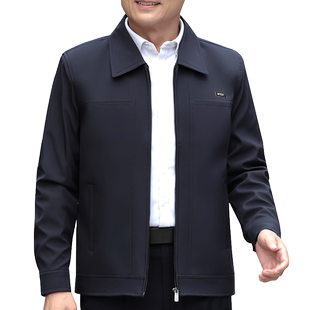 爸爸装外套春秋中老年男款夹克老人上衣领导干部短款衣服夹棉加厚