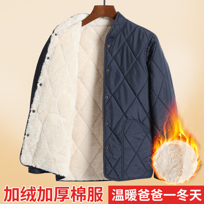 爸爸棉袄内胆加绒加厚居家棉衣男