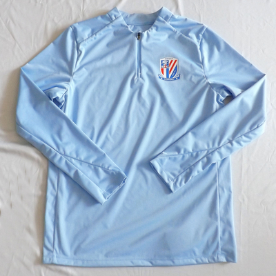 2025上海申花半拉链鲨鱼皮长袖光板组队足球训练服可印号 印队徽