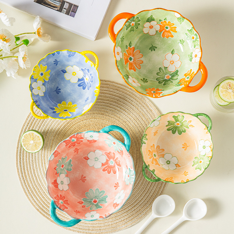 四季双耳碗ins风高颜值陶瓷碗