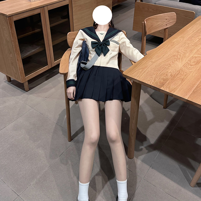 【栗川】原创正版日系jk水手服制服套装长袖学院风绀三本中间服
