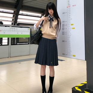 【蓁蓁】山川会社原创jk格裙TR绿色百褶裙秋冬半身裙