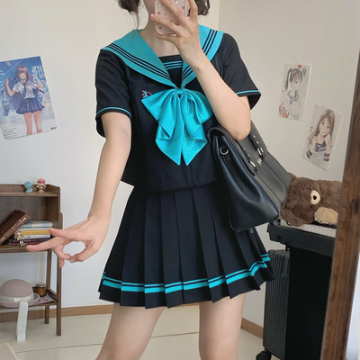 初音色原创水手服收腰套装