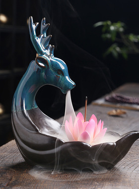 陶瓷烟倒流香炉 北欧风小鹿陶瓷个性ins现代家居客厅卧室装饰摆件