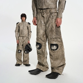 BLINDNOPLAN25AW 高端系列重工金属护甲压花做旧机车皮长裤