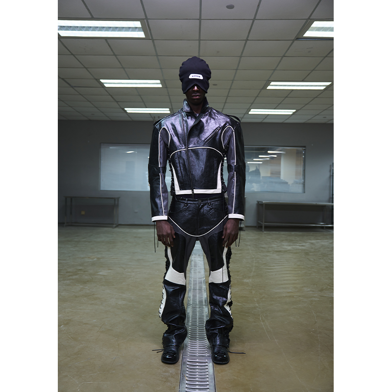 BLINDNOPLAN26SS高端系列拼接撞色护具机车绑带直筒宽松休闲皮裤,男装,皮裤,淘宝优惠券,粉丝福利购,淘宝优惠卷