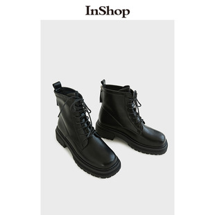 女伦风厚底街头增高短靴 INSHOP美拉德马丁靴女新款 商场同款