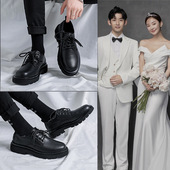 男鞋 高端男式 牛皮透气圆头鞋 系带商务正装 休闲皮鞋 26春秋新郎婚鞋