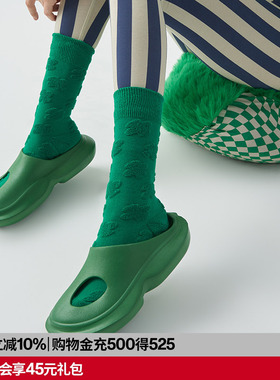 AR反毛圈中筒袜绿色花朵地板袜堆堆袜ins潮r线基础线AlmondRocks
