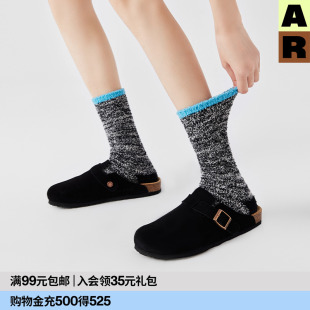 AR杂点半边绒中筒袜秋冬毛绒加厚保暖2025新款 袜子r线AlmondRocks