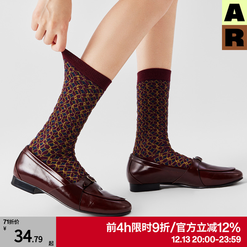 AR立体古钱字纹中筒袜2024新款