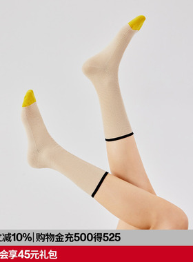 AR白色中筒袜纯色堆堆袜四季棉袜2026新款女ins潮r线AlmondRocks