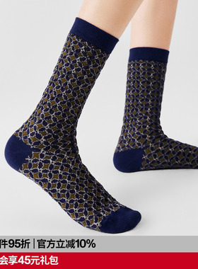 almond rocks古钱纹样中筒袜新款复古花纹袜新中式老钱风秋冬袜子