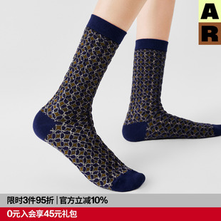 老钱风秋冬袜子 复古花纹袜新中式 almond rocks古钱纹样中筒袜新款