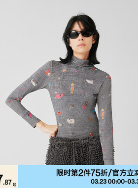 【第二件75折】AR新中式印花保暖内衣高领打底上衣内搭显瘦春夏女