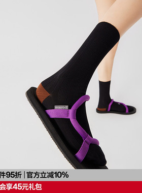 AR黑色显瘦小腿袜/纯色粗针中筒袜棉2026新款ins潮r线AlmondRocks