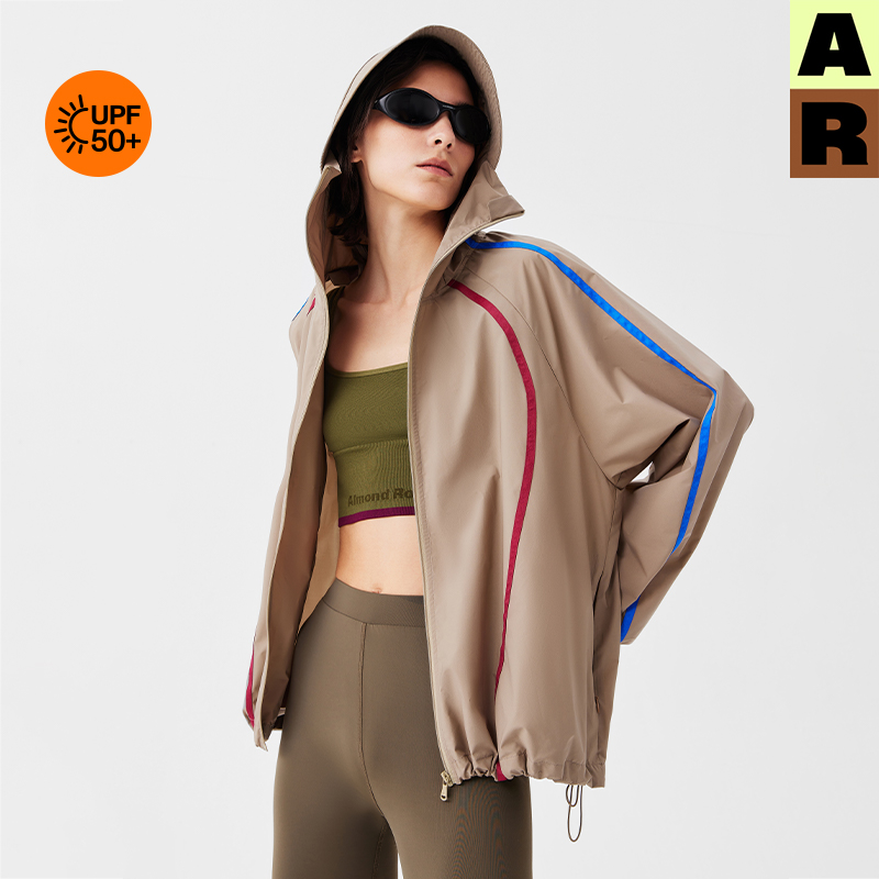 AlmondRocks网球风时尚复古防晒衣薄款开衫皮肤衣宽松运动外套女