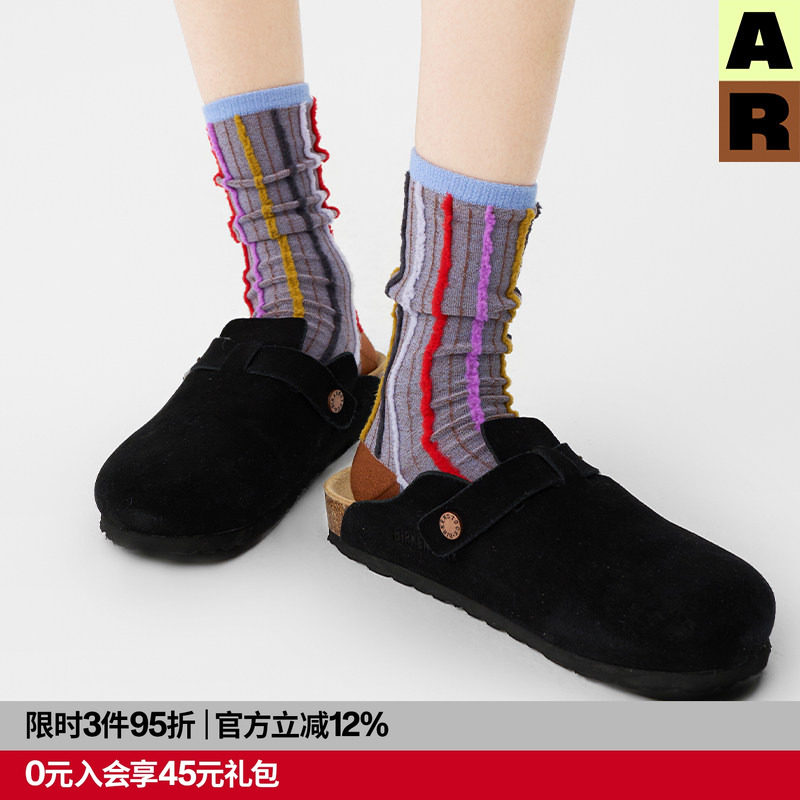 AR两面穿堆堆袜彩色条纹棉袜中筒袜春秋外穿无骨袜r线AlmondRocks,女士内衣/男士内衣/家居服,短袜,淘宝优惠券,粉丝福利购,淘宝优惠卷