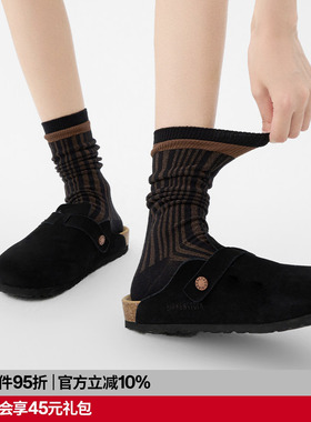 AR黑色坑纹肌理显瘦中筒袜秋冬新款复古透气袜子r线AlmondRocks