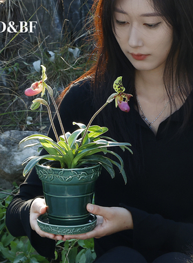 法式轻奢高级感月桂花环陶瓷花盆