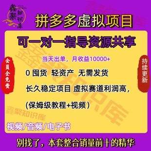 拼多多虚拟资源电商开店教程视频课程零基础运营挣钱副业项目