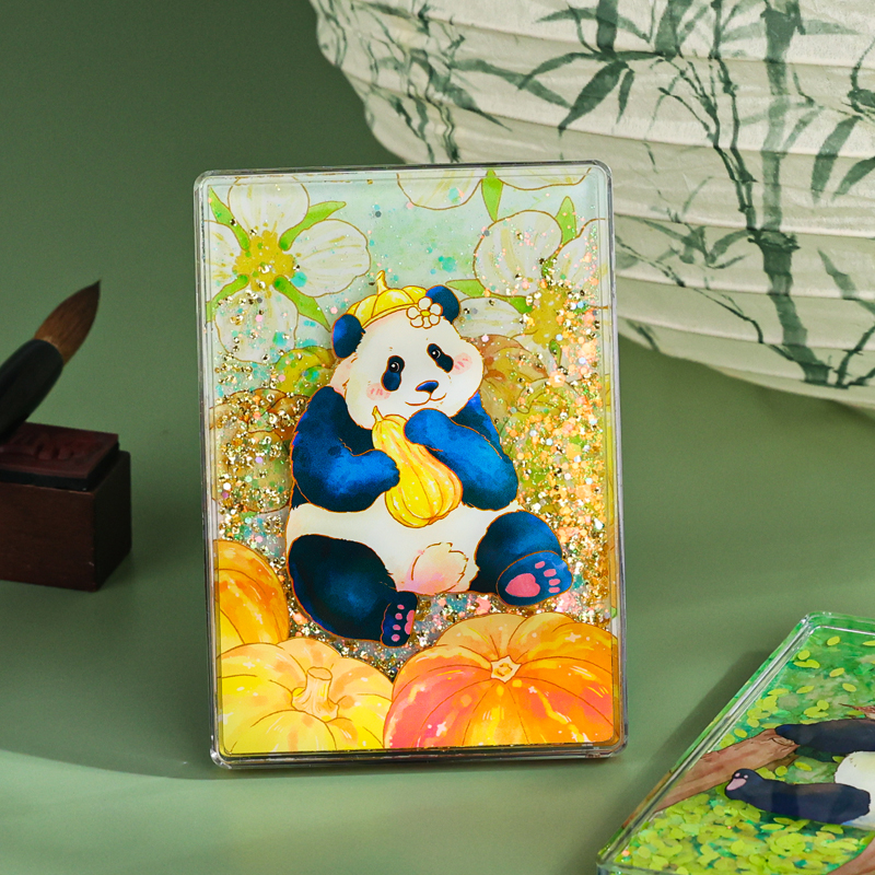 熊猫文创AR流沙冰箱贴磁贴装饰四川成都旅游纪念品生日毕业小礼物