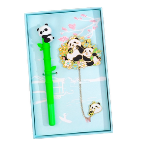 可爱创意熊猫金属书签挂件学生阅读标记书页夹礼物纪念品定制高颜值小学生奖励品礼盒套装开学季生日礼物