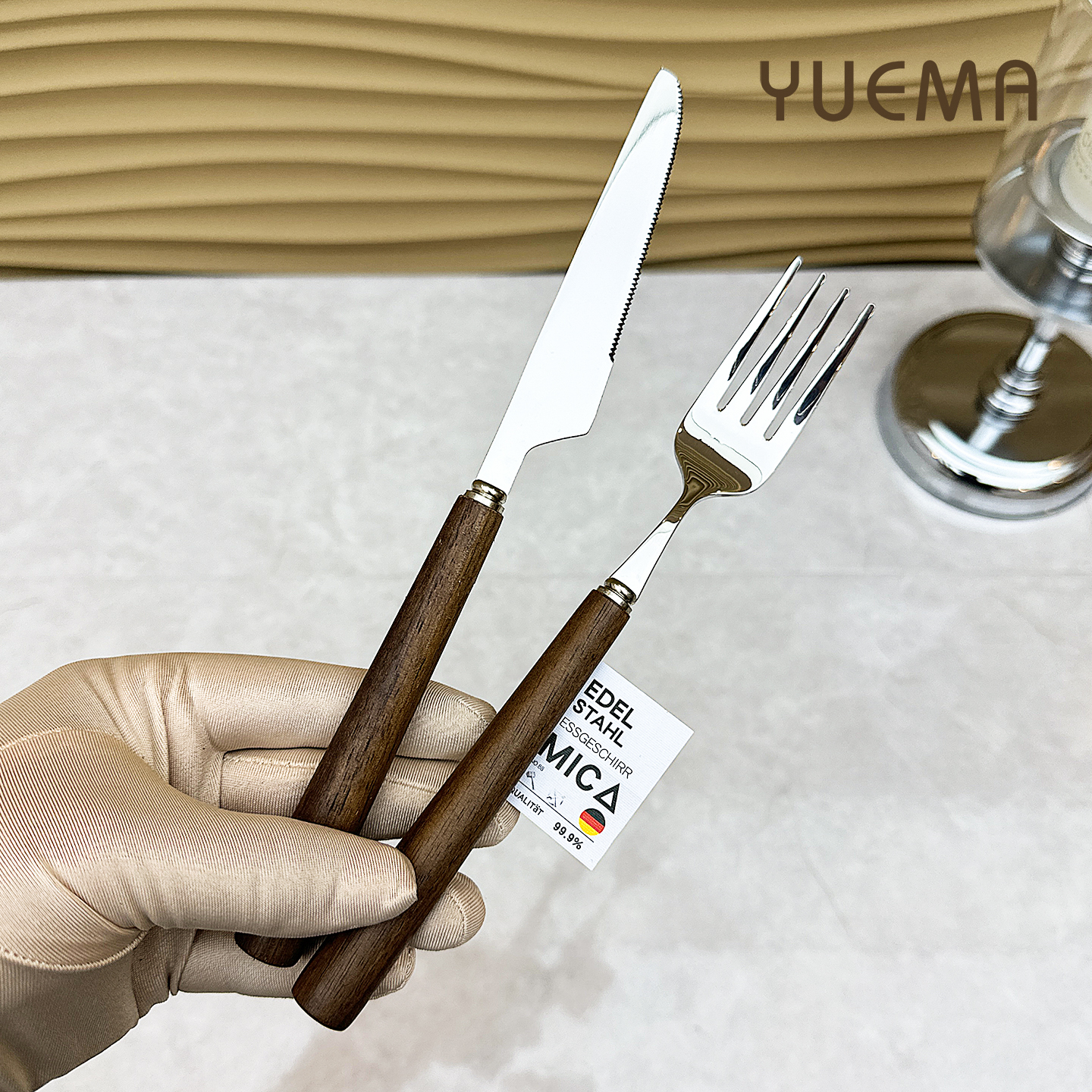 胡桃木304不锈叉木柄牛排刀叉