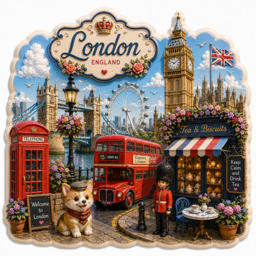 【英国伦敦】立体浮雕树脂冰箱贴
