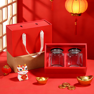 蜂蜜包装礼盒通用现货加印LOGO辣椒酱柠檬膏两瓶两斤装礼品空盒子