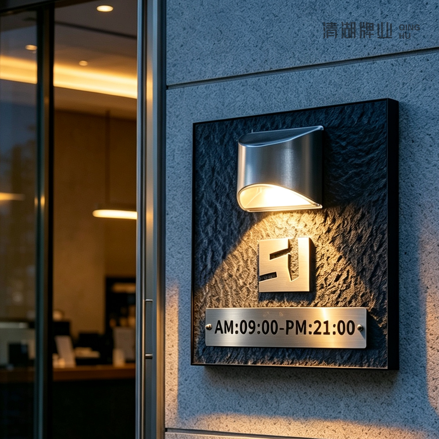 天然石材太阳能发光门牌定制图片