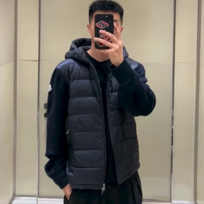 90白鸭绒针织拼接男女羽绒服夹克