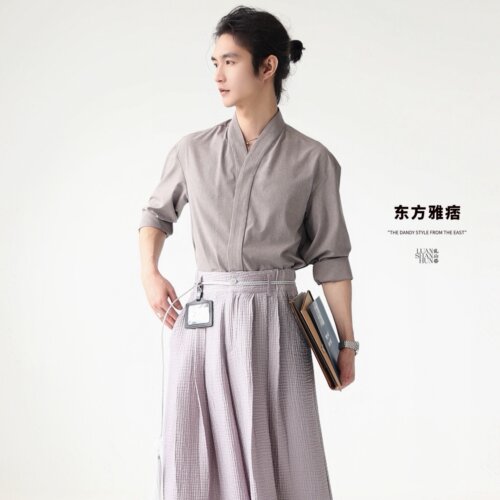 乱山昏东方雅痞双弧对襟衬衫