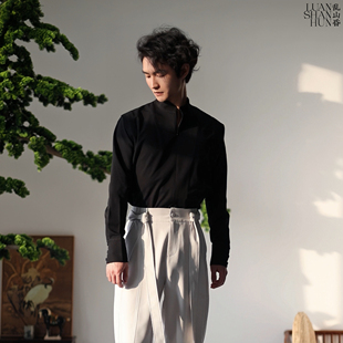 秋冬长袖 乱山昏 假两件隐形拉链前襟衬衫 国风立领飞袖 日常 新中式