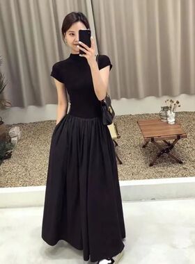 法式复古茶歇裙收腰显瘦高级感黑色气质温柔风连衣裙2024春季新款