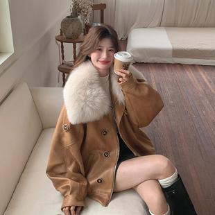 实拍美拉德大毛领短款派克羽绒服女冬季2025新款高级感鹿皮绒外套