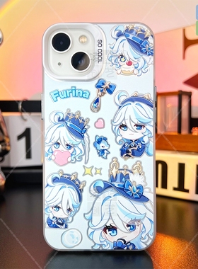 凌彩创艺原神可爱散兵芙宁娜手机壳适用苹果15promax荣耀华为vivoiqoo12小米14一加ace2红米k70至尊IMD彩银壳