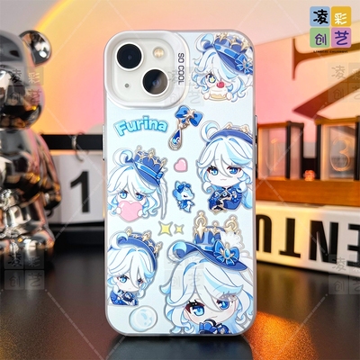 凌彩创艺原神可爱散兵芙宁娜手机壳适用苹果15promax荣耀华为vivoiqoo12小米14一加ace2红米k70至尊IMD彩银壳