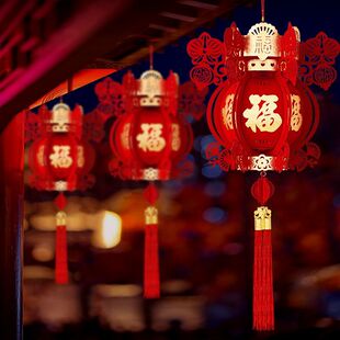 挂饰连串室内装饰新年灯笼绒布2026年一整套笼挂饰宫灯春节柜台风