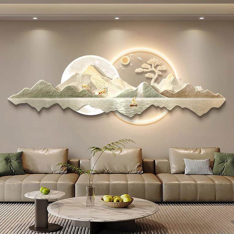 背有靠山客厅装饰画现代轻奢大气山水画高级感沙发背景东西墙挂画