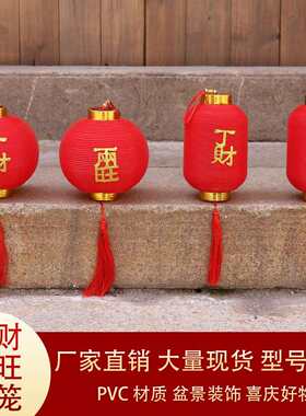 PVC塑料灯笼丁财两旺春节中秋街道景区场景布置防水电子灯芯