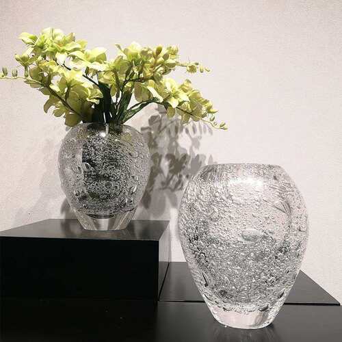 简约现代透明气泡琉璃花瓶家居软装饰品样板房间餐桌花器插花摆件