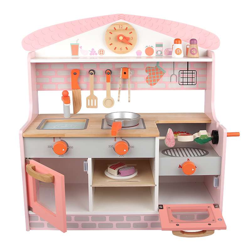 幼儿童木制趣味BBQ厨房过家家模仿做饭宝宝厨具亲子互动益趣玩具