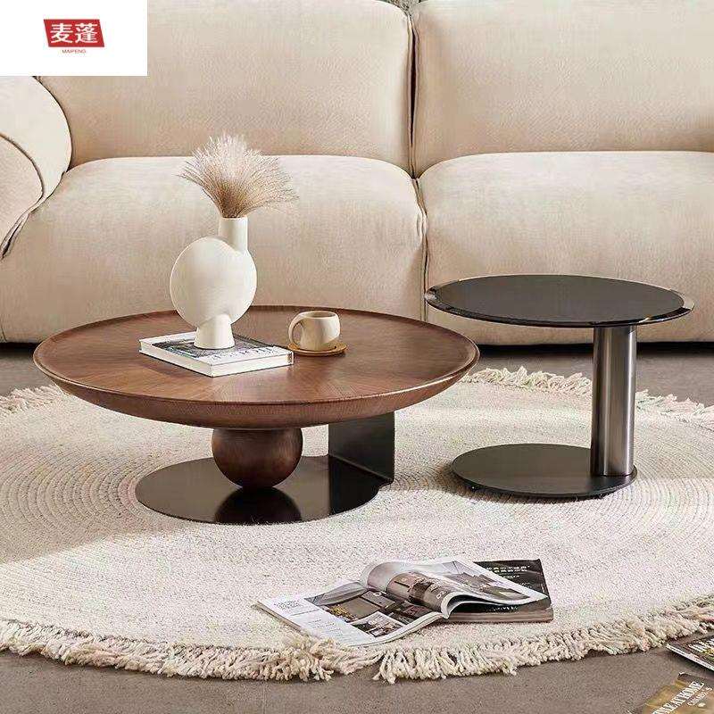 意式麦蓬圆形飞碟茶几小户型现代简约客厅家用轻奢高级感2024新款