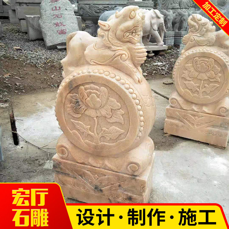 嘉祥供应石雕门墩仿古动物抱鼓仿古门墩仿古抱鼓石