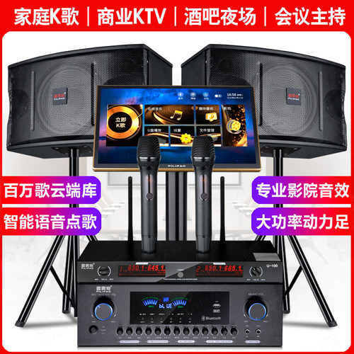 现货家庭KTV音响套装全套专业卡拉OK机家用K歌智能语音点歌机家庭
