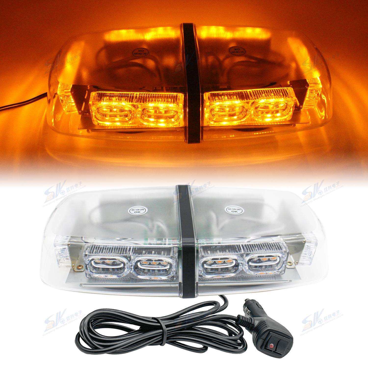 36LED短排警示灯12英寸车载带双开关磁性底座12-24V多模式频闪