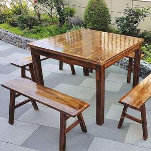 全实木四方桌面馆小吃店餐桌农村家用传统方桌饭店吃饭老式w&